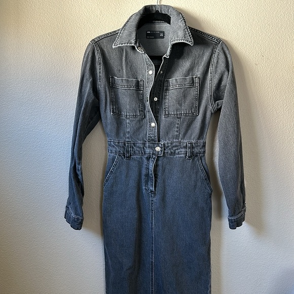 ASOS washed black midi denim dress size 0 - Picture 4 of 5